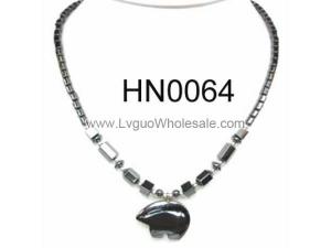 Hematite Zuni Bear Pendant Beads Stone Chain Choker Fashion Women Necklace